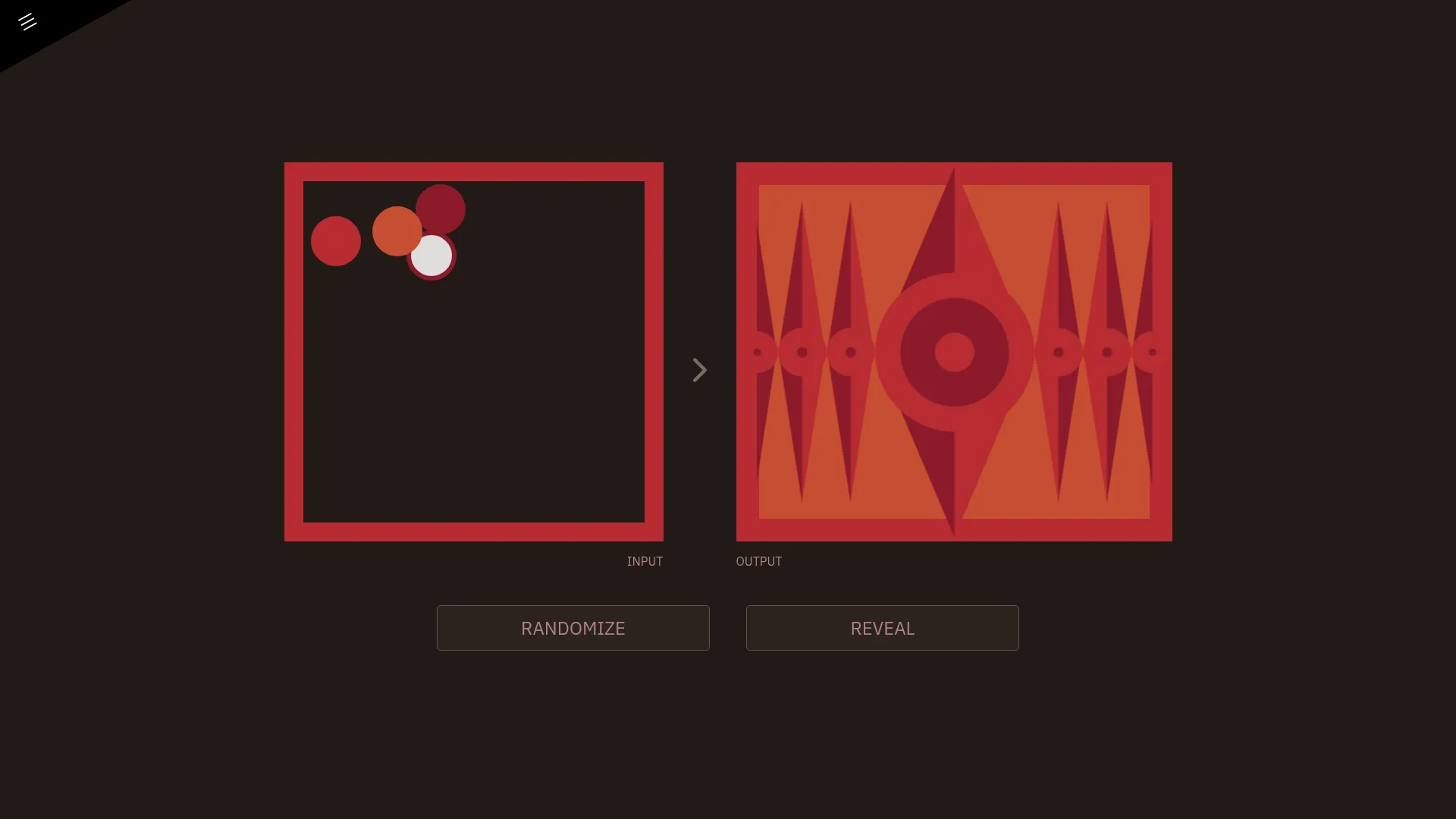 The generator's editor: four points to drag over a composition recomputed as they move.