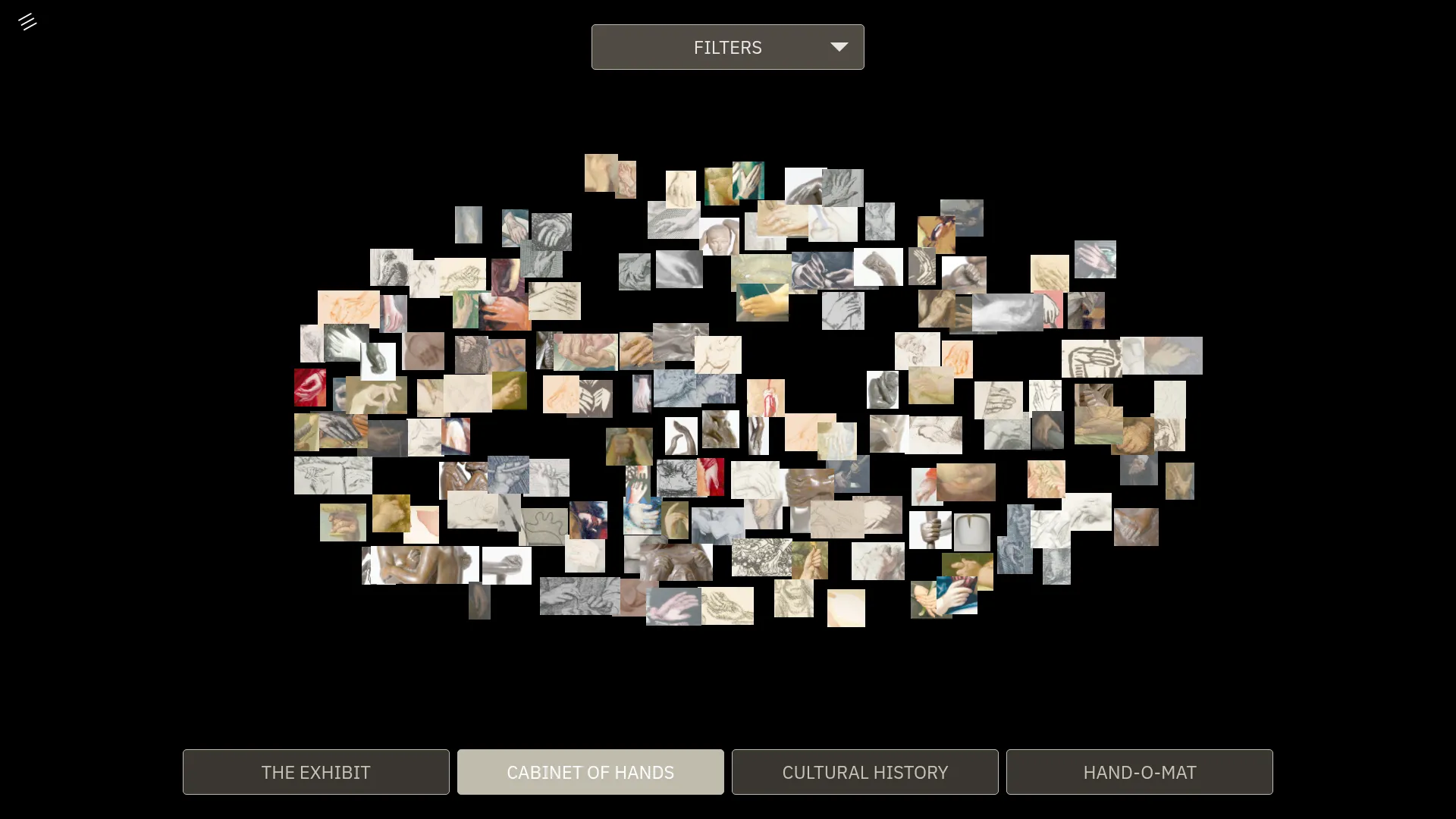 The cloud of hands from two collections, out of which the episode returns the ones making the same gesture.